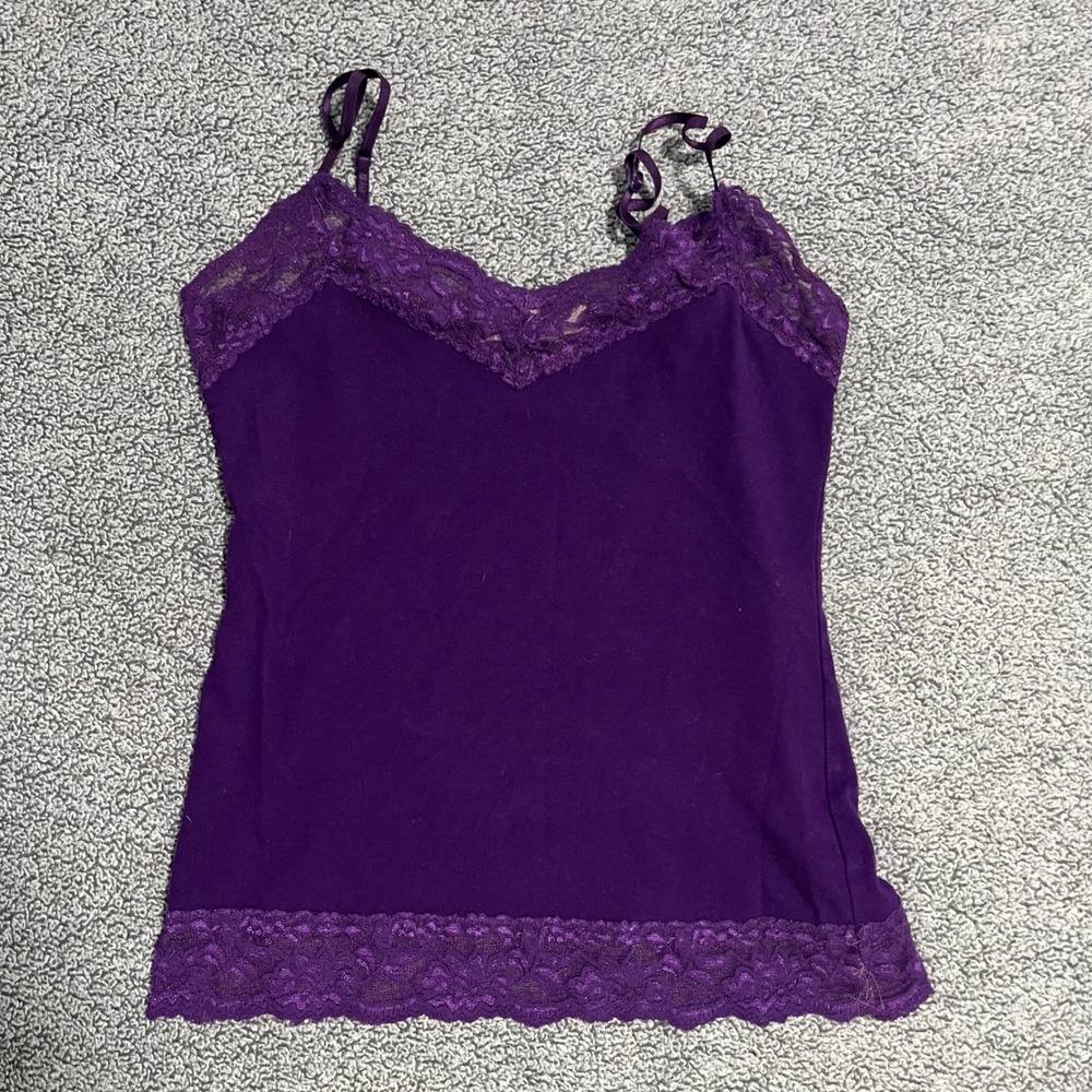 Vintage Y2K Twentyone Purple Lace Trim Camisole Adjustable Straps Cami Top XS